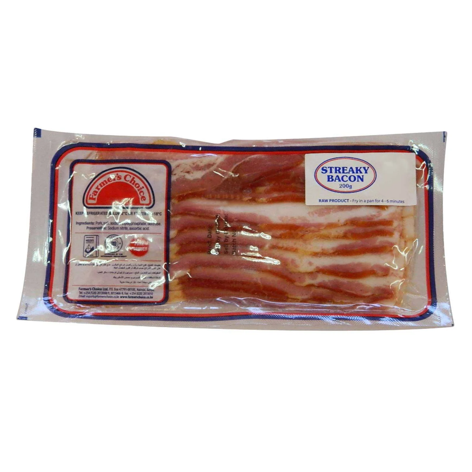 FARMERS CHOICE STREAKY BACON 200G