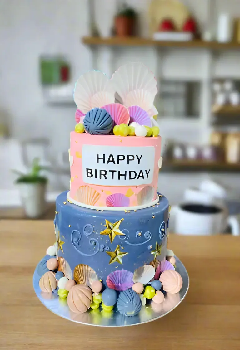 Ocean-Themed Happy Birthday Cake
