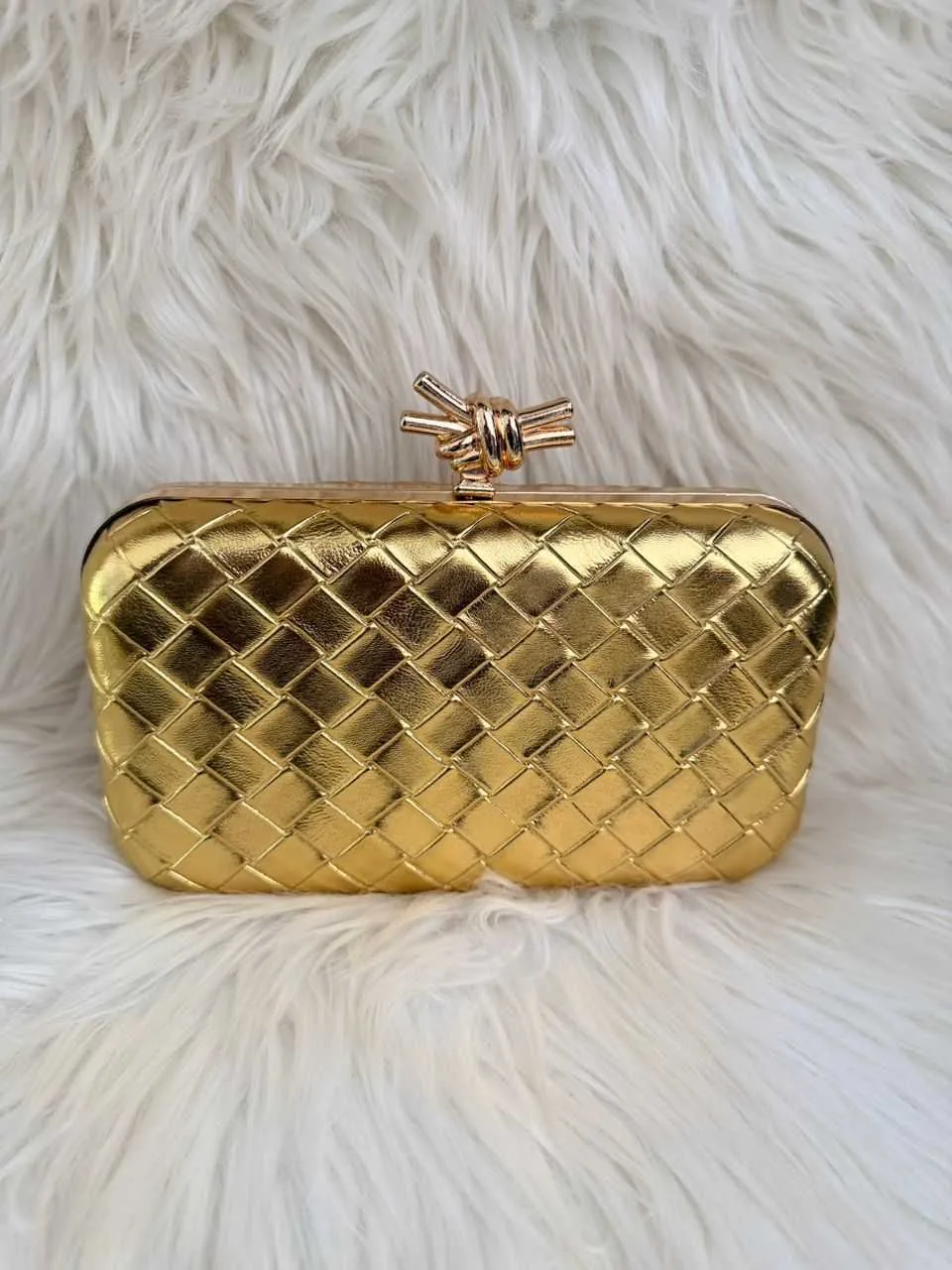 Gold Quilted Clutch Handbag
