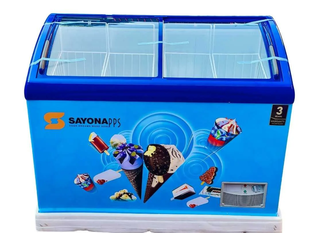 Commercial Curved Glass Top Deep Freezer