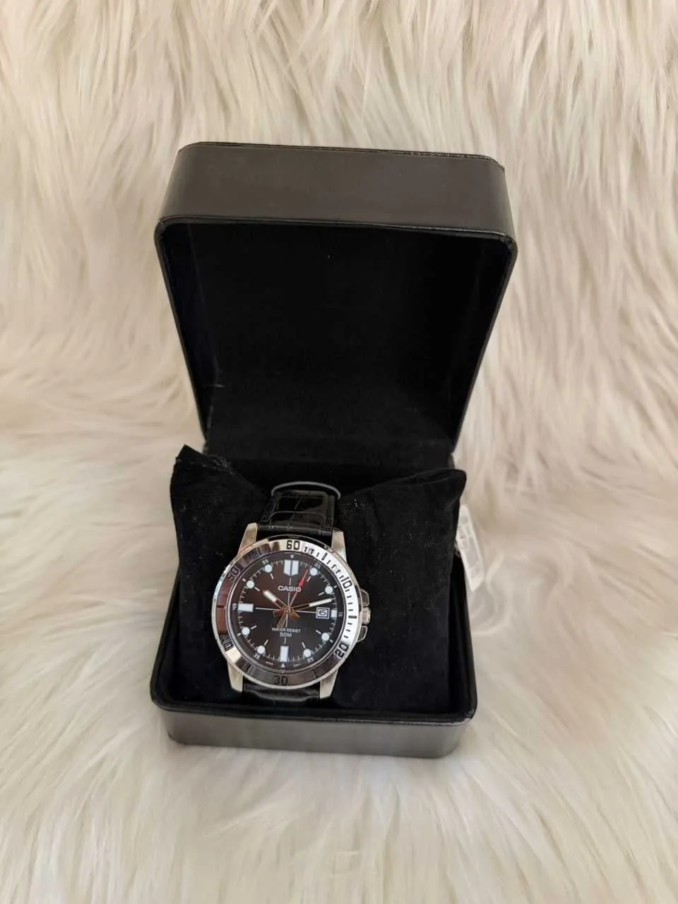 Black Leather Casual Sport Watch