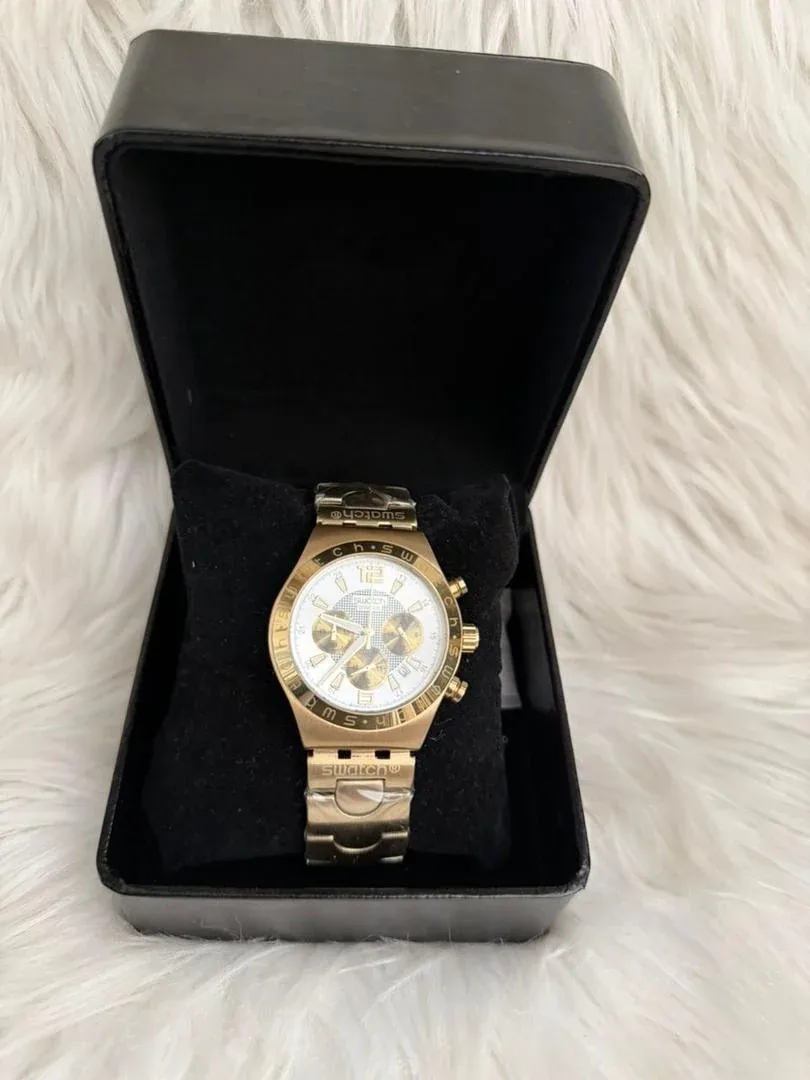 Gold-Tone Luxury Chronograph Wrist Watch