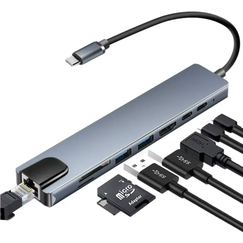 8-in-1 USB C Hub Hdmi Ethernet Sd Card Egura Rw
