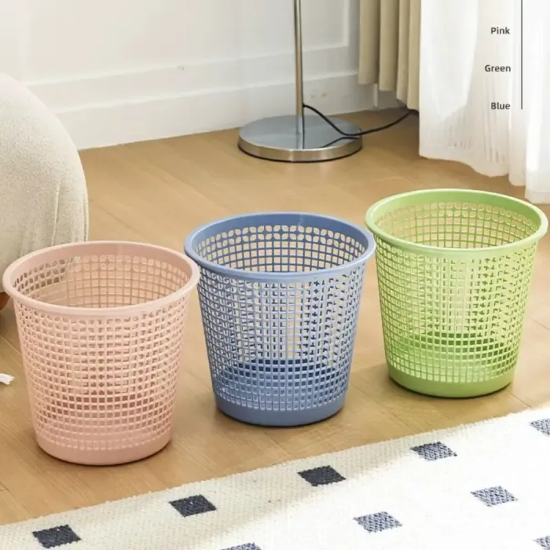 Colorful Plastic Waste Basket Dustbin Durable Mesh Design Trash Can for Home Office