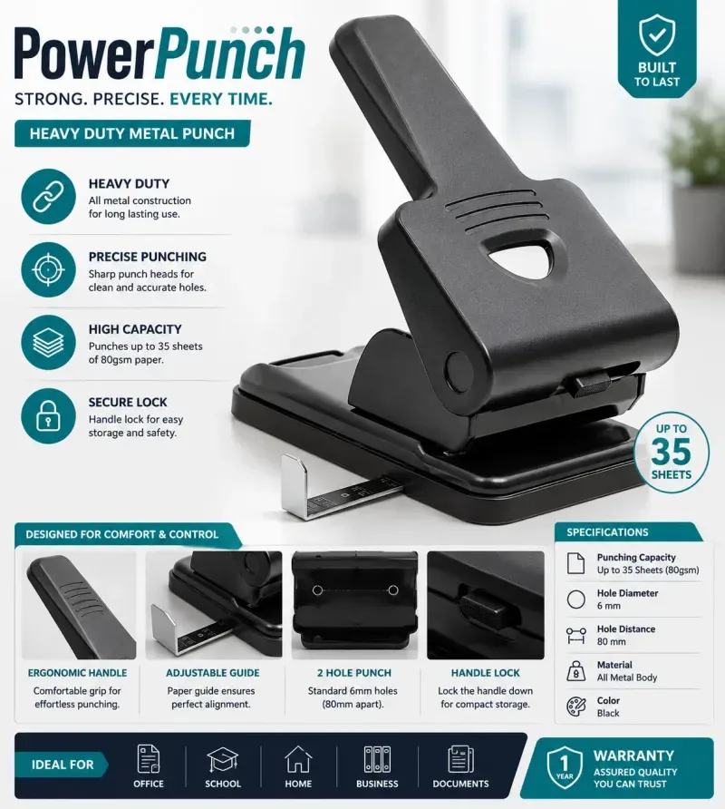 Heavy Duty Hole Punch P 865 Office Paper Punch