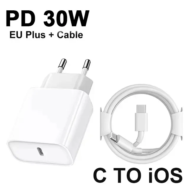 Original 30W Fast Charger for Apple iPhone 16 15 14 13 12 11 Pro Max USB C Quick Charging X Xs Xr 8 Plus Cable Phone Accessories