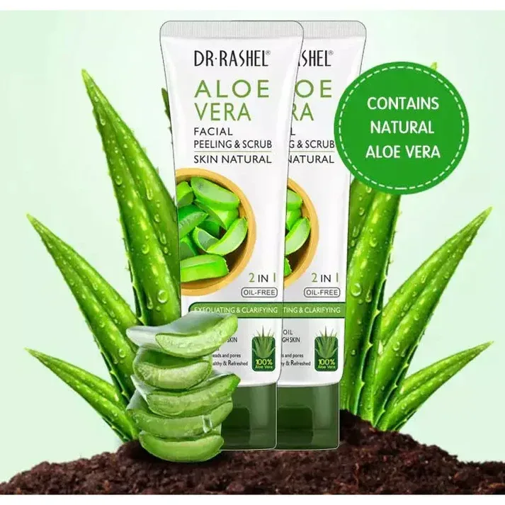 Dr Rashel Aloe Vera Facial Peeling Scrub Skin Natural 2-in-1 Oil Free Exfoliating Clarifying