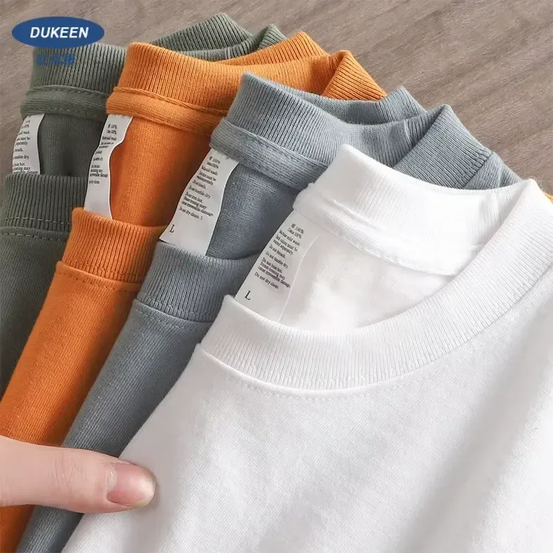 Heavy Cotton T Shirt for Men Summer Short Sleeve Casual Tee Solid Color 3 Weeks Delivery Egura Rw