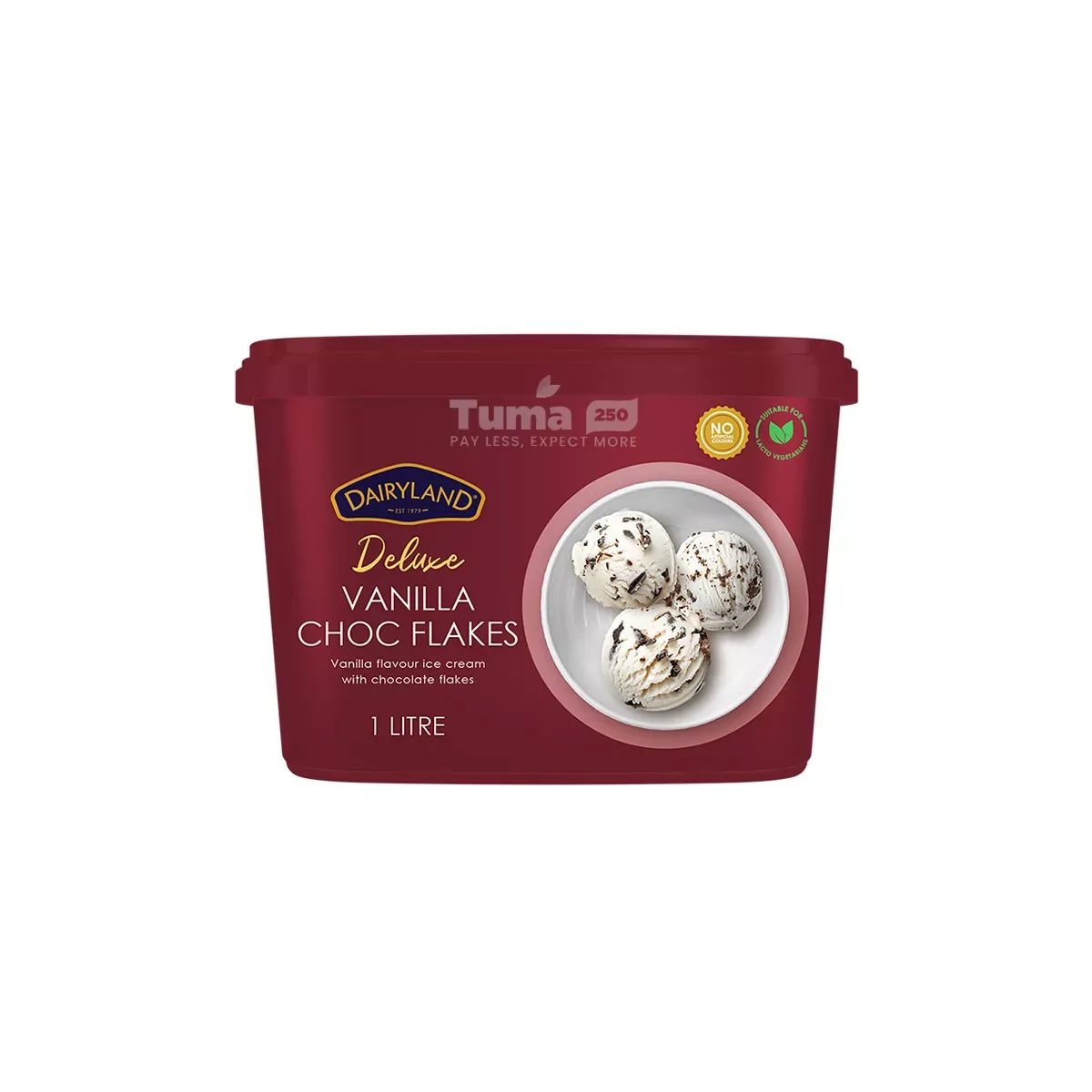 Dairyland Deluxe Vanilla Choc Flakes Ice Cream 1L