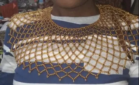 Golden Beaded Net Necklace