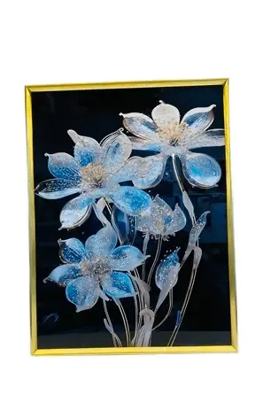 Blue Floral Framed Wall Art (60 cm x 80 cm)