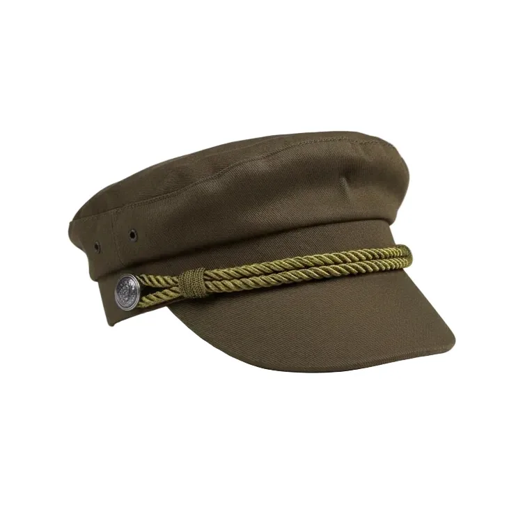 Unisex Cotton Baker Boy Military Fiddler Cap - Dark Brown