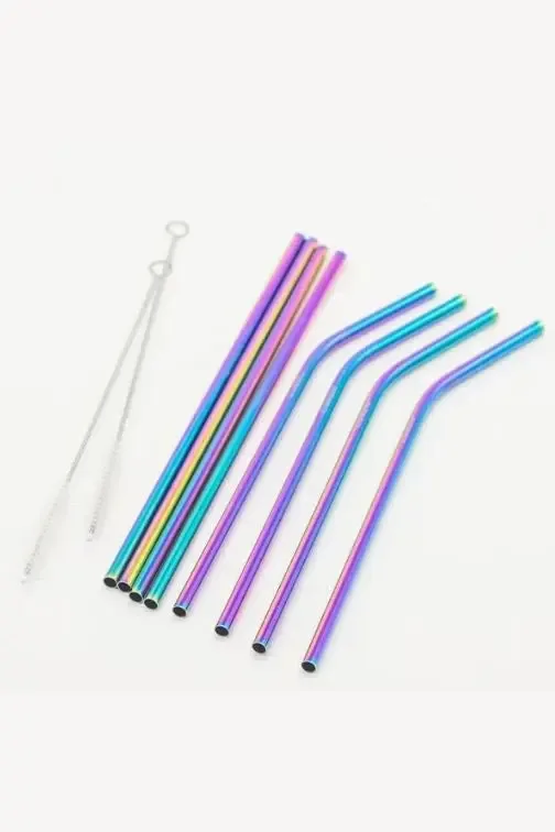 Metal Drinking Straws - Iridescent (8 Pack)