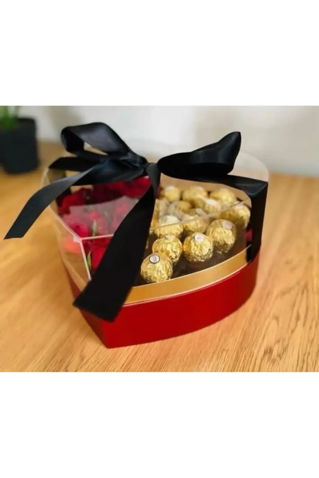 HeartShape Elegance Flowers and Chocolates Gift Box