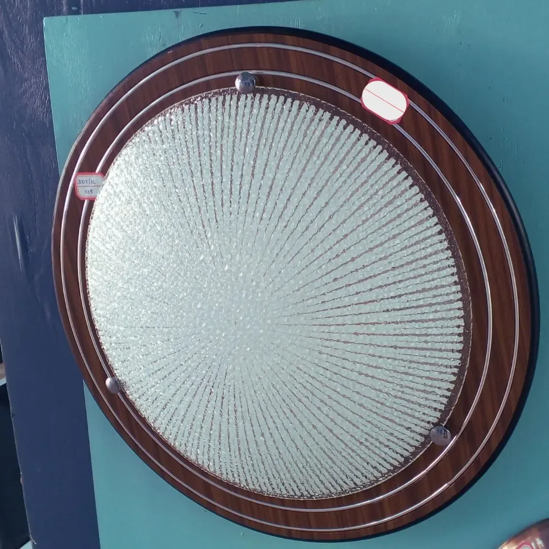Circular Ceiling Light Fixture: Round Light-Brown Wooden