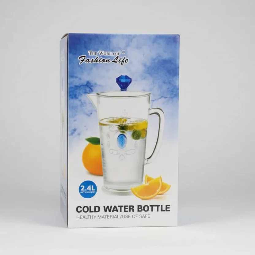 The World of Fashion Life 2.4L Cold Water Bottle Pitcher – Handle & Lid Beverage Container