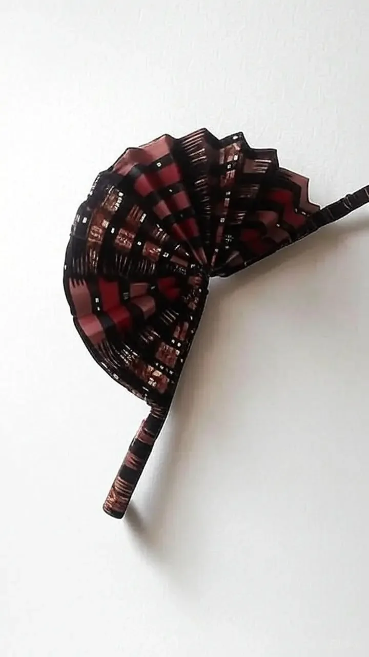 Stylish Rwandan Hand Fan - Red and Brown Pattern (Made in Rwanda)