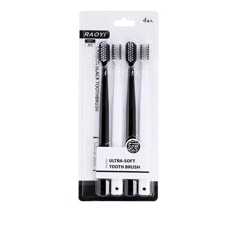 RAOYI Ultra-Soft Carbon Black Toothbrush – 4pcs