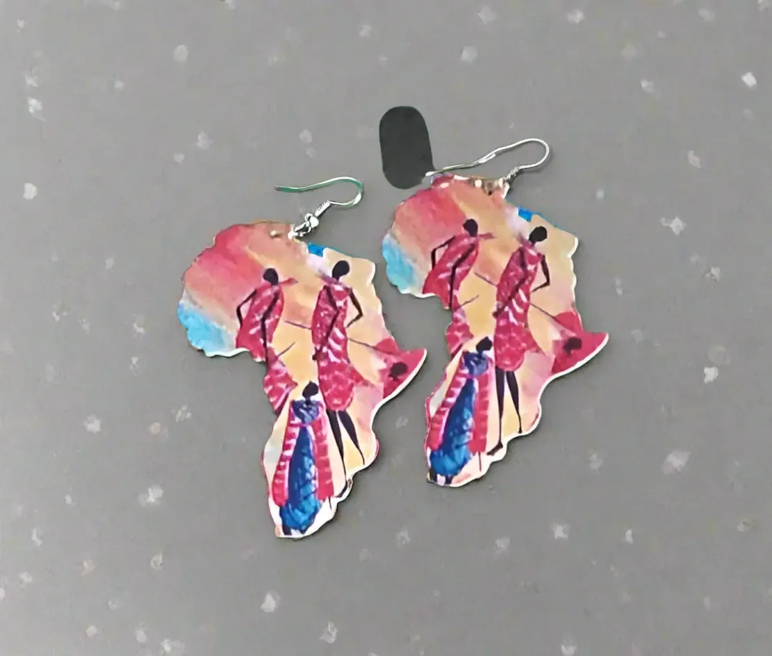 African Continent Shaped Earrings
