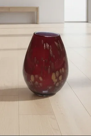Decorative Red and Gold Glass Vase