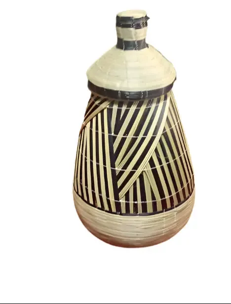 Rwandan Traditional Lidded Basket - Handmade Inkangara Storage & Decor