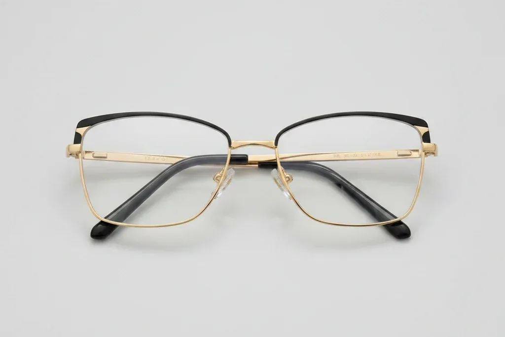 Elegant Square Metal Glasses - Black & Gold