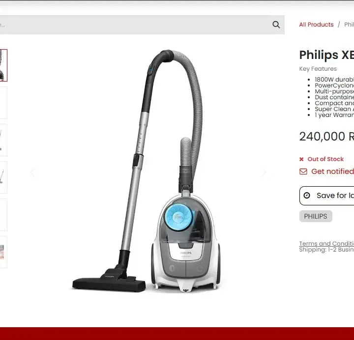 Philips 2000 Series Bagless Vacuum Cleaner 1800W
