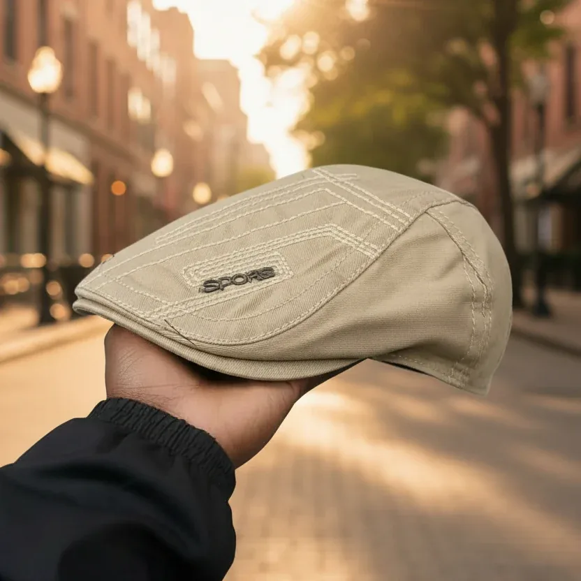 Classic Khaki Cotton Flat Cap