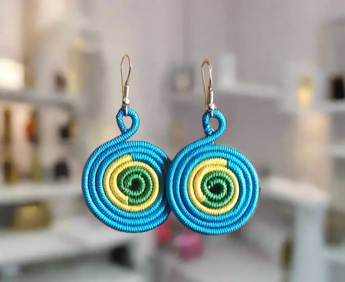 Pair of Coiled Jute Fiber Earrings