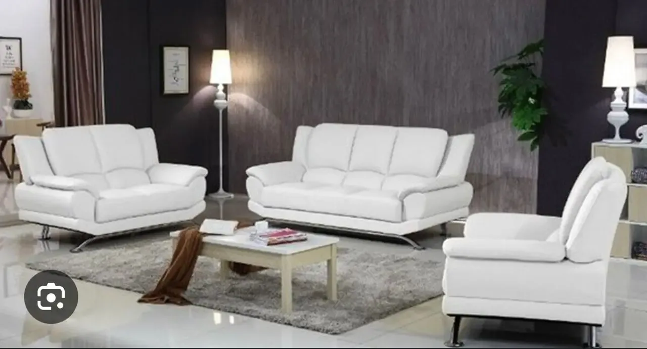 5-Seater White Leather Lounge Sets