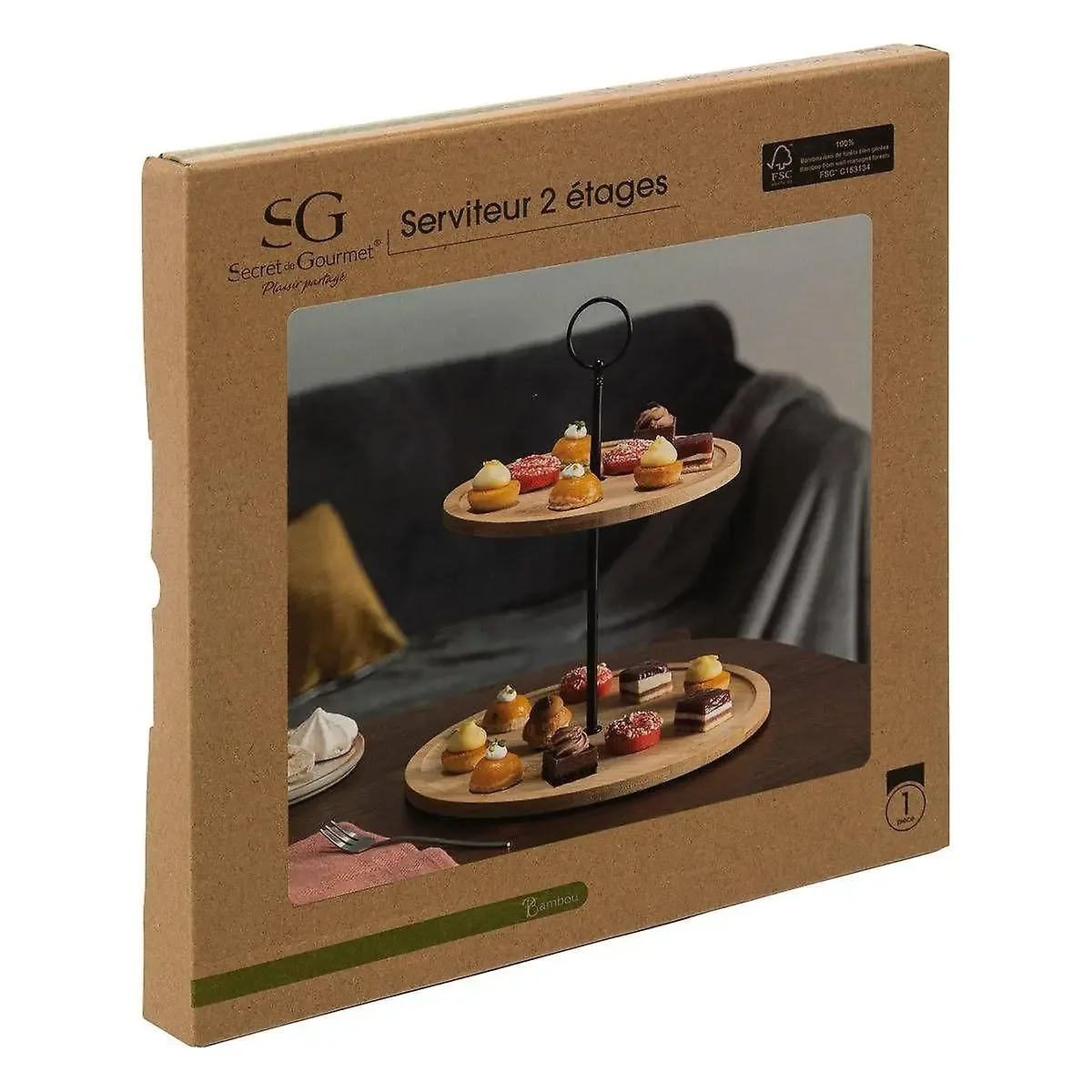 Secret Gourmet Geom’Hygge 2-Tier Serving Platter Stand