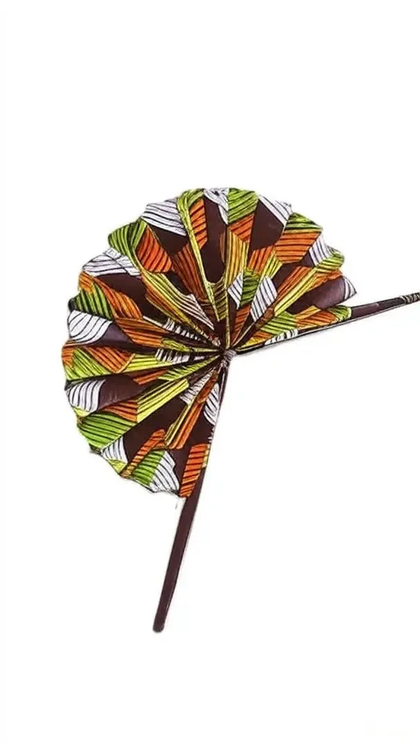 Vibrant Rwandan Hand Fan - Geometric Print Design (Made in Rwanda)