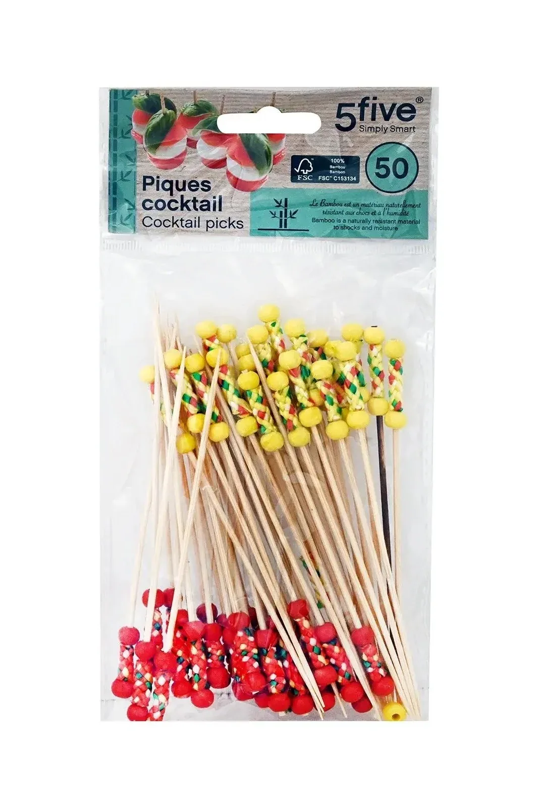 Five Simply Smart Cocktail Picks – Decorative Bamboo Skewers 50 pcs
