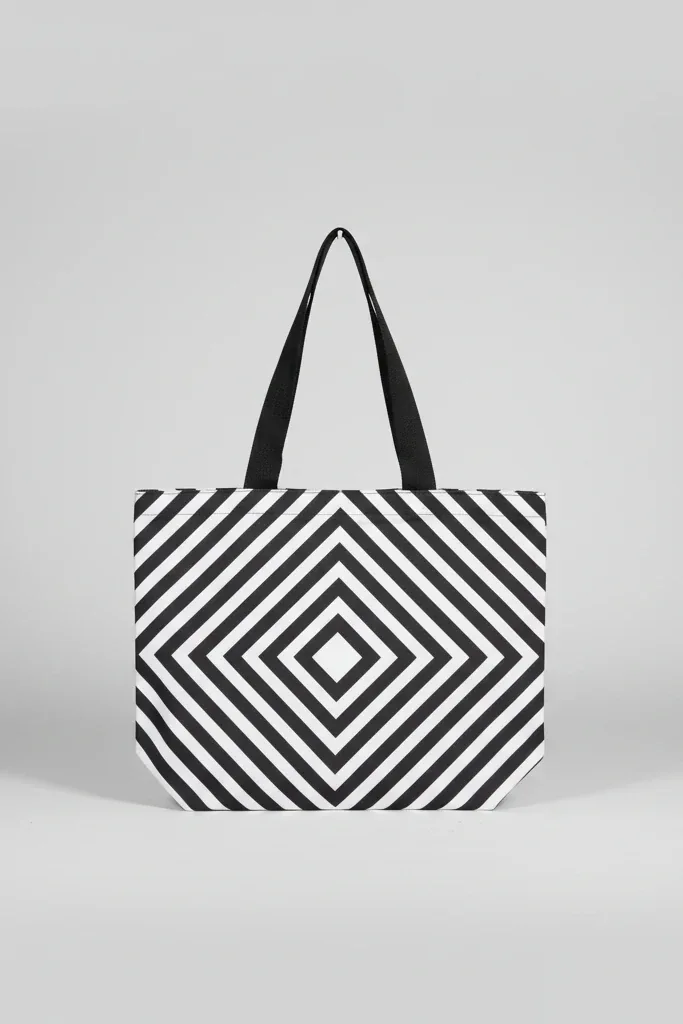 Geometric Diamond Pattern Canvas Tote Bag