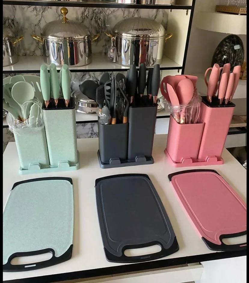 Kitchen Utensil and Cutting Board Set Different Color