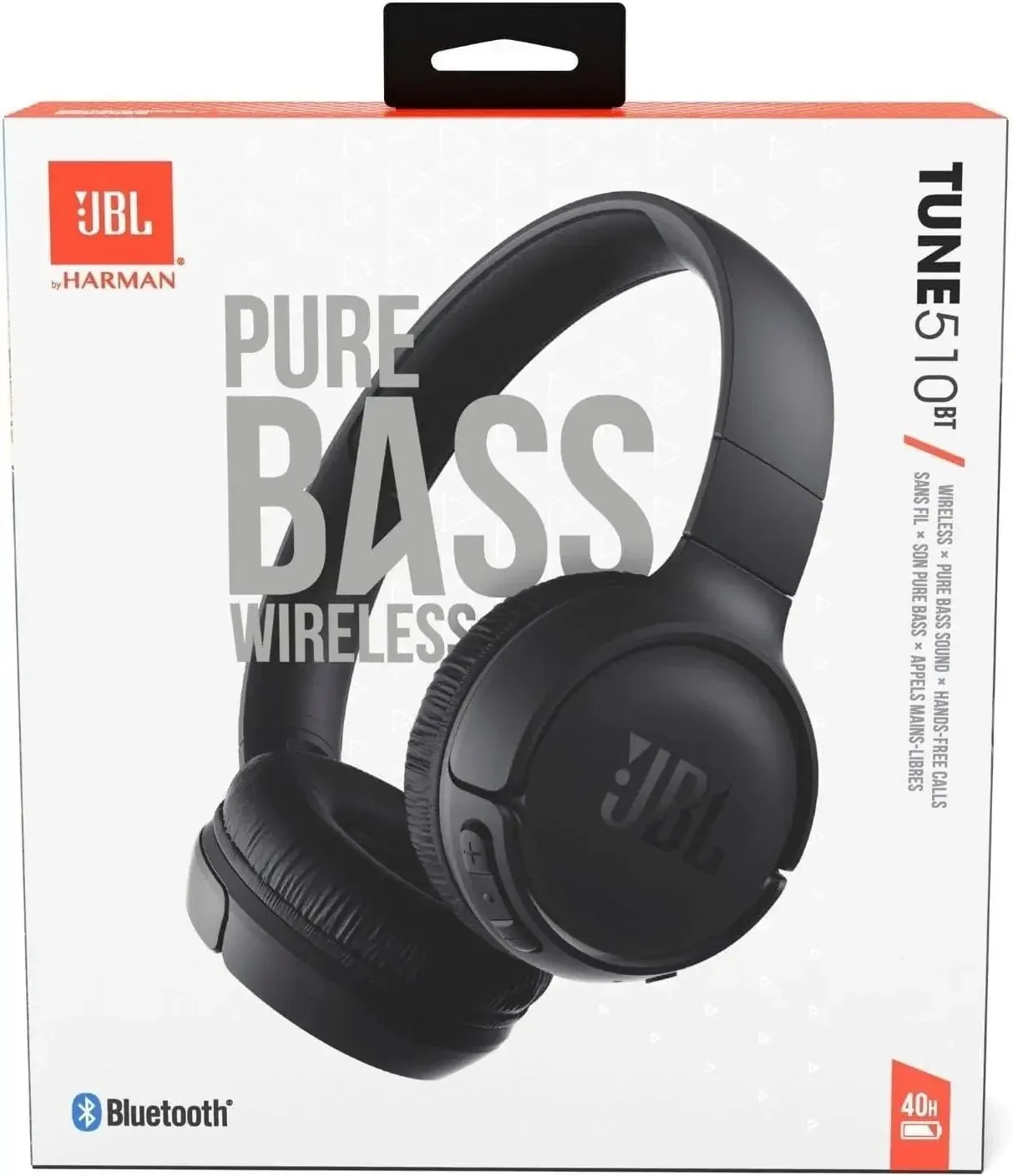 JBL Tune 510BT Wireless On-Ear Headphones – Pure Bass 40H Playtime