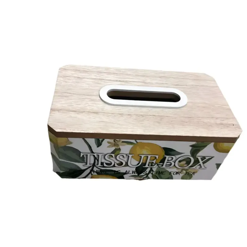Lemon Bliss Tissue Box with Wooden Lid