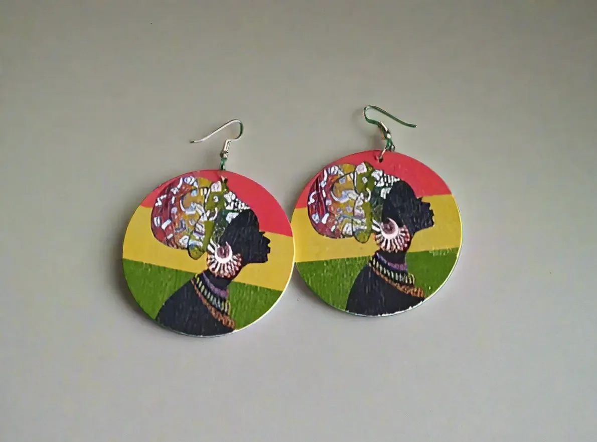 Pair of African-inspired Wooden Earrings