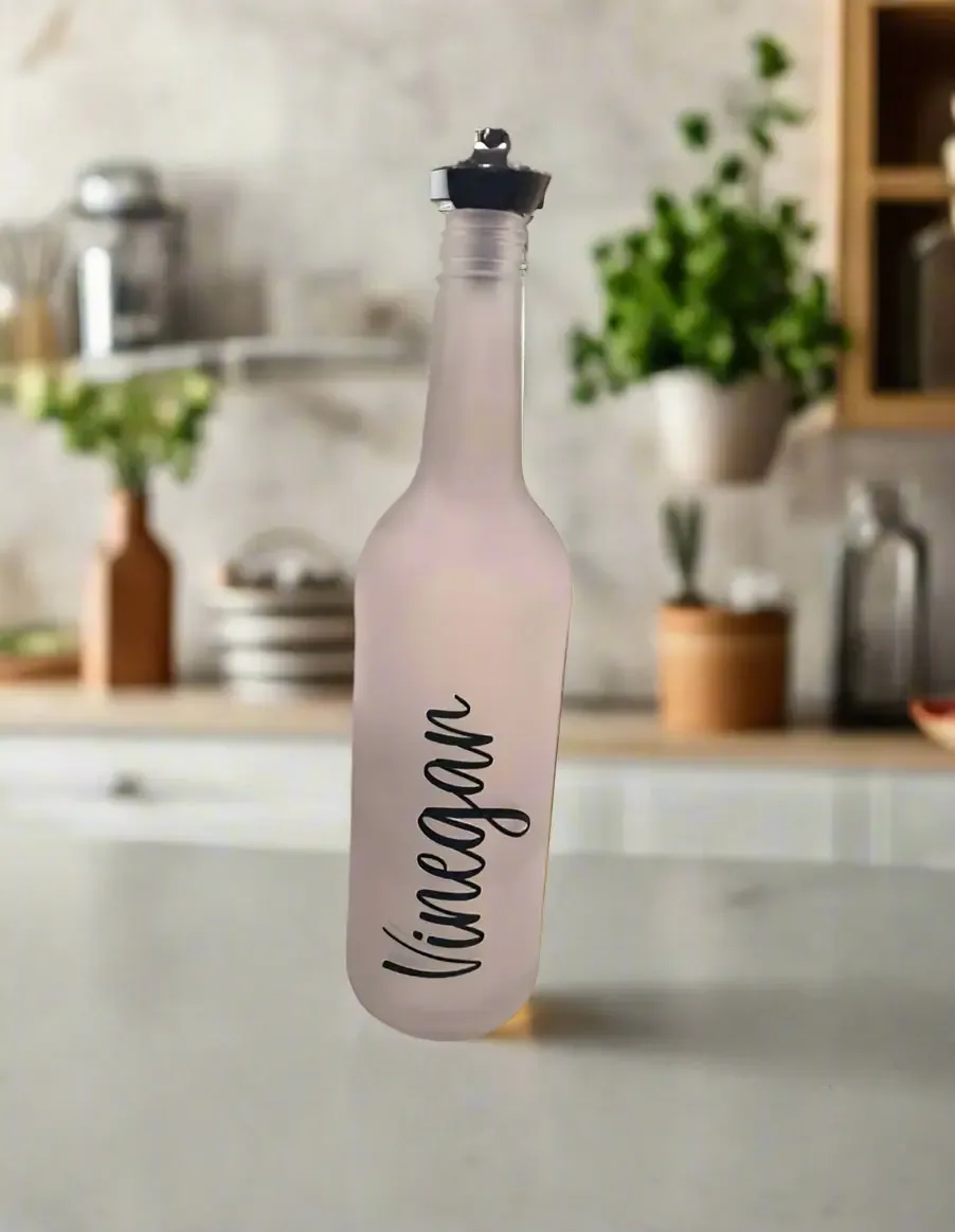 Frosted Glass Vinegar Dispenser Bottle with Stopper 750ml