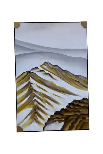Golden Peaks Abstract Mountain Painting Wall Art