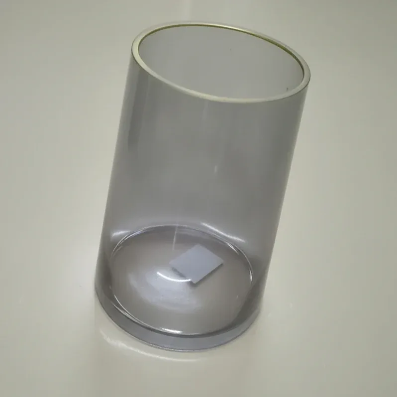 Grey Cylindrical Glass Vase (Gold Rim)