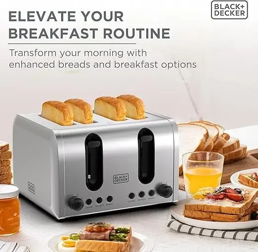 BLACK+DECKER  4 Slice Parallel Slot Toaster - Stainless Steel