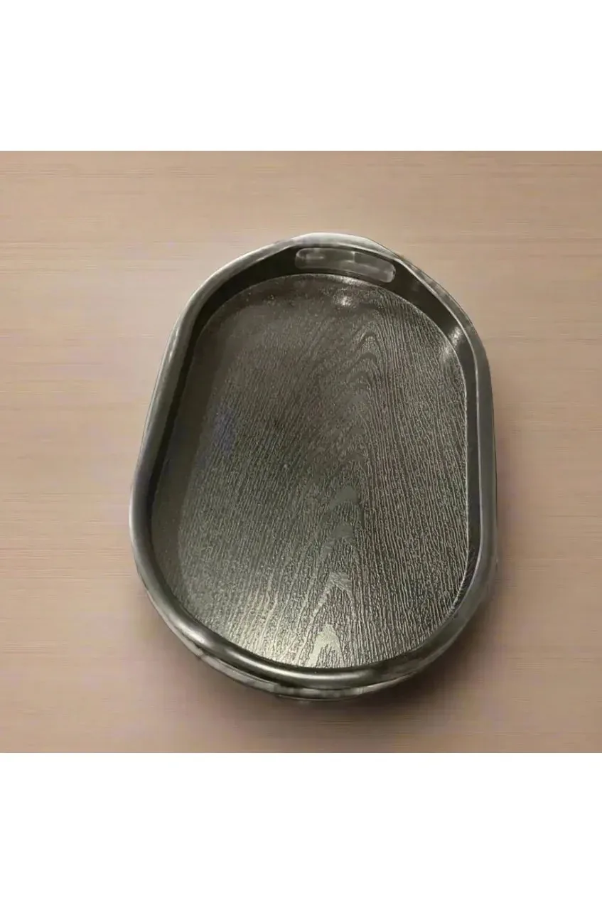 Set of 3 Stylish Black Oval Serving Trays