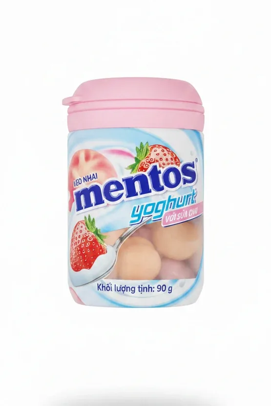 Mentos Yoghurt Strawberry Chewy Candy Bottle (90g)