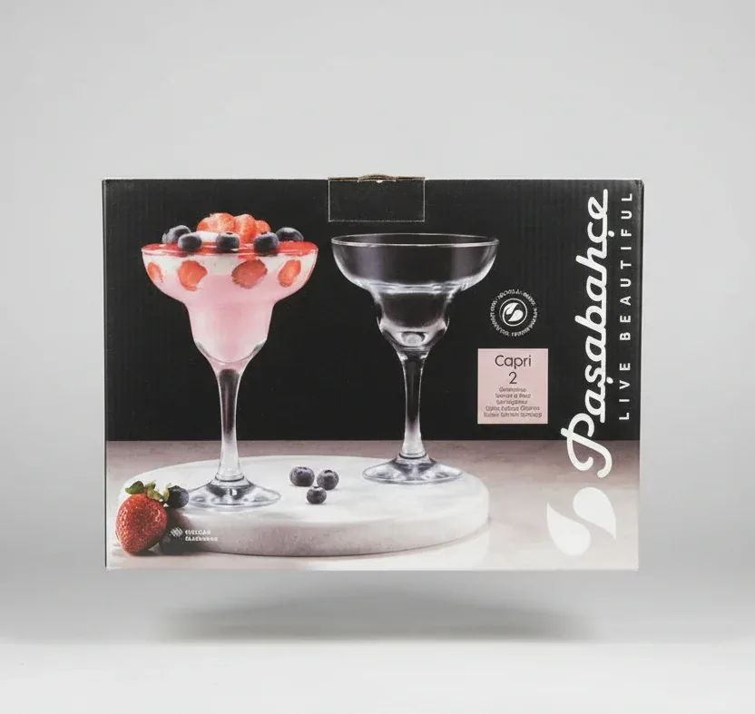 Pasabahce Capri Margarita Glasses – Set of 2 Clear Stemmed Glasses 305ml