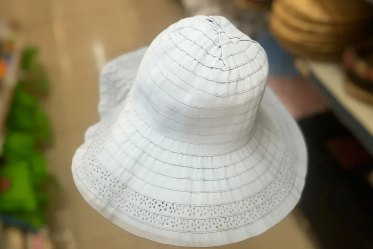 Light Blue Eyelet Fabric Sun Hat
