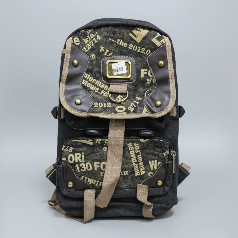 Vintage Printed Canvas Backpack