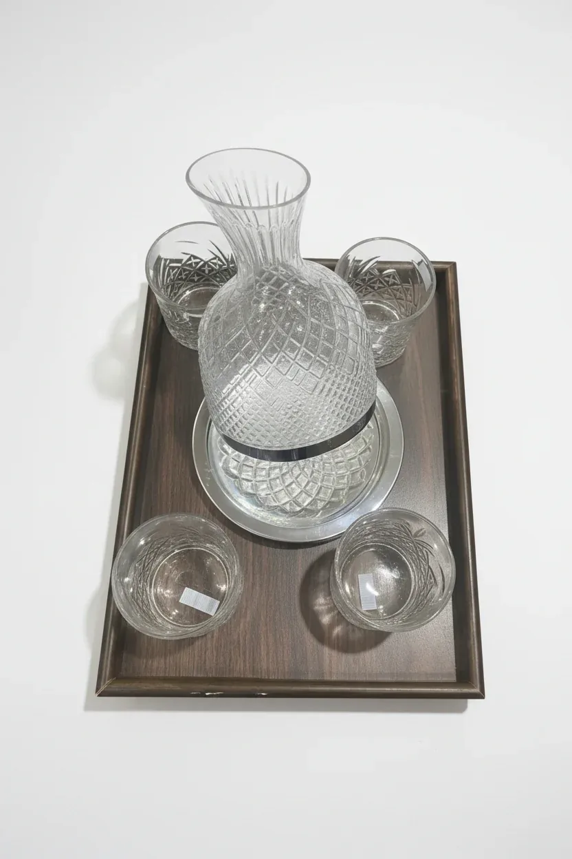 Glass Carafe and Tumbler Set with Serving Tray