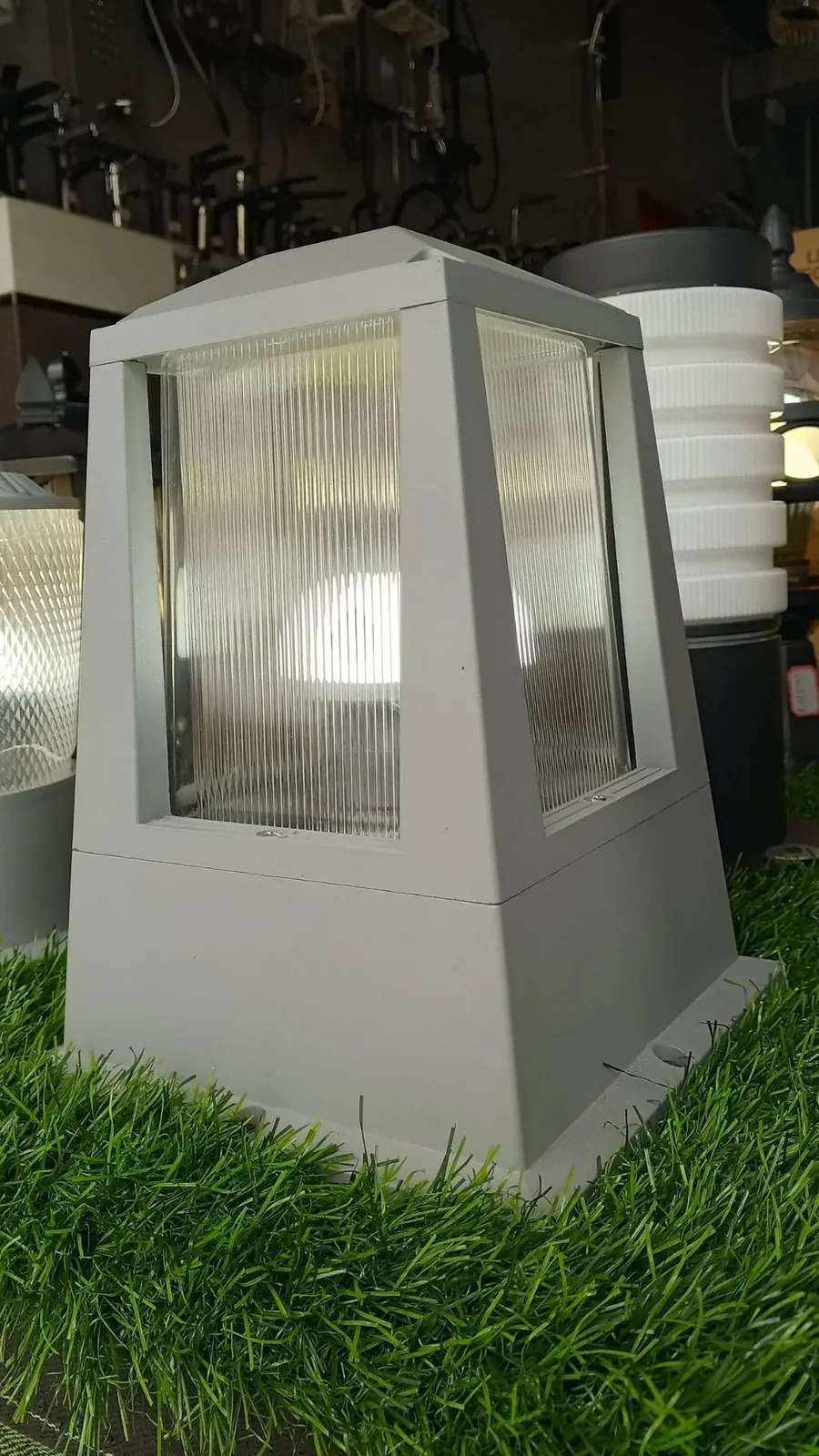 Modern Light Gray Outdoor Lamp Post