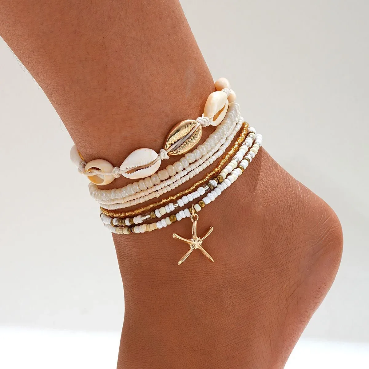 7 Piece Shells Anklet Set for Women